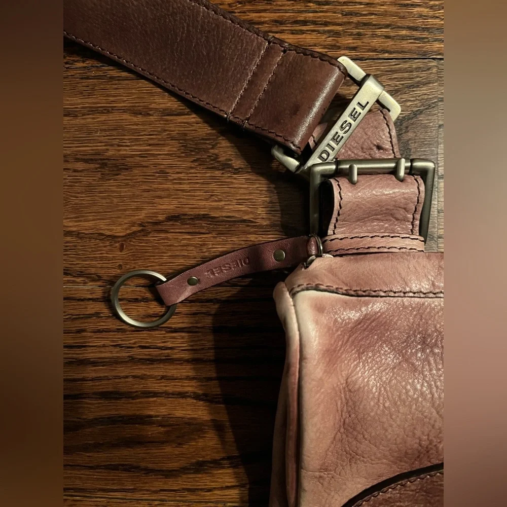 DIESEL Tan Leather Messenger Bag